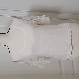 Maria Filo Size P Ivory Mesh Back and Sleeve Top